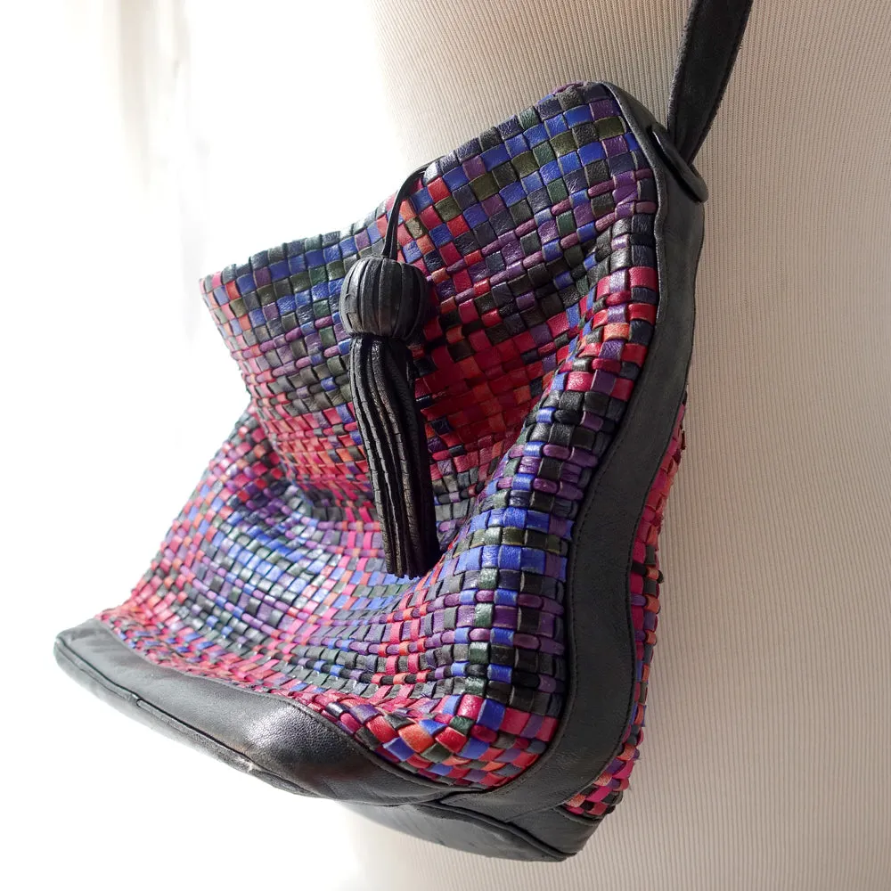 MARIA - Vintage Woven Leather Shoulder Bag