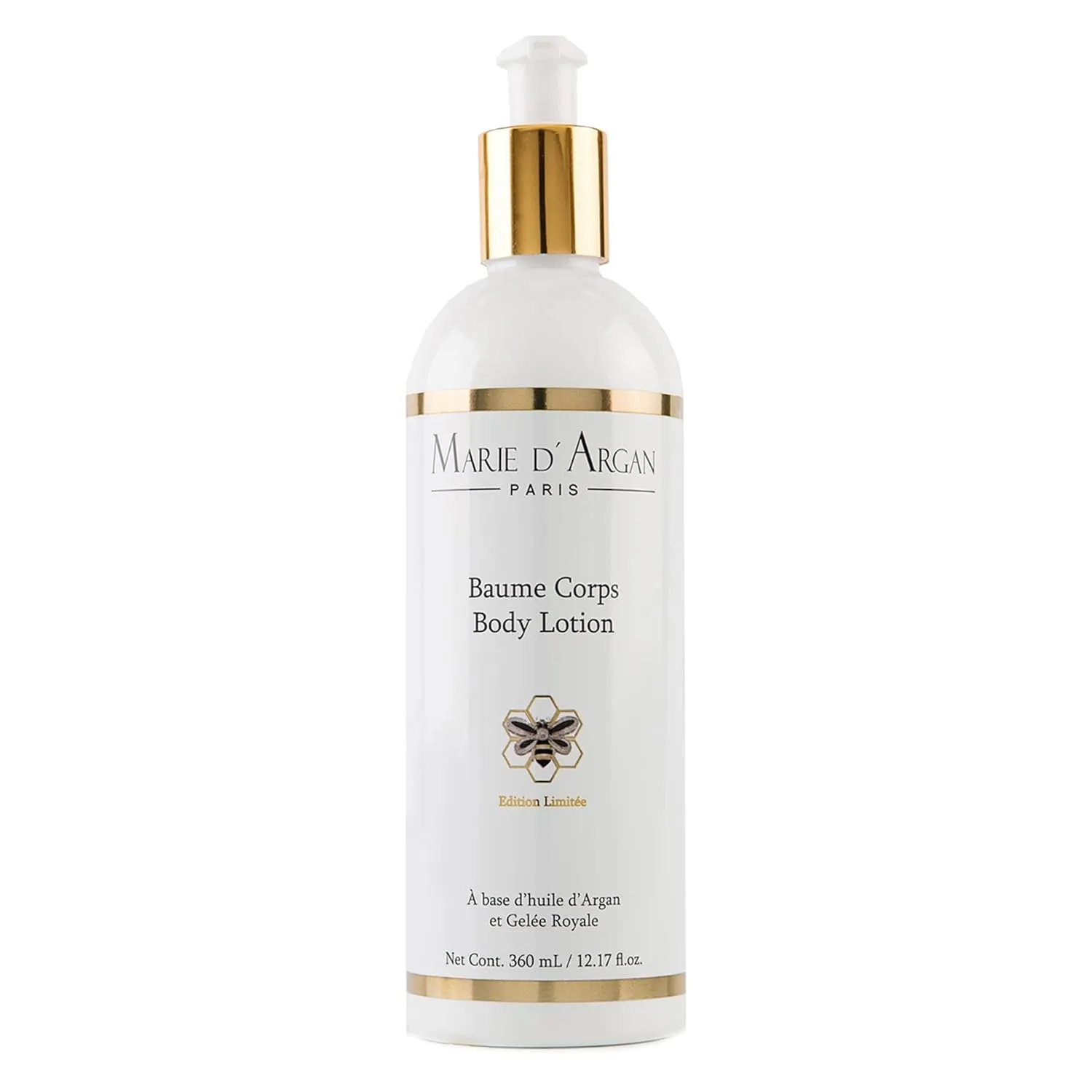 MARIE D'ARGAN Body Lotion 360 ml, with Royal Jelly, Vitamin E, Argan Oil to Firm and Moisturize the skin, long lasting, Light texture, Velvet touch, All skin types