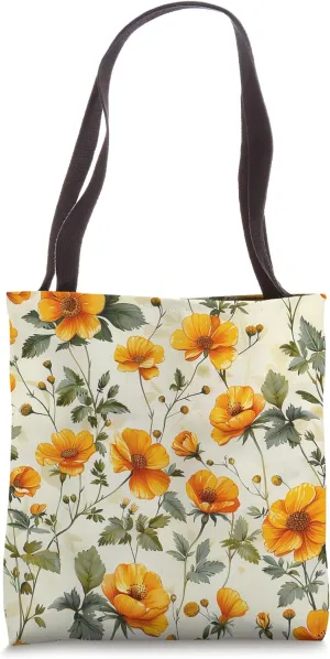 Marsh Marigold Flower Pattern Graphic Tote Bag