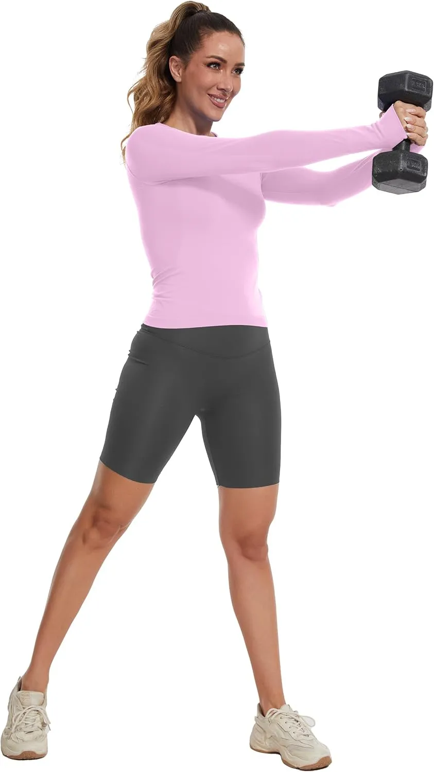 MathCat Seamless Workout Shirts for Women, Long Sleeve Workout Tops for Women, Yoga Sports Athletic Gym Tops