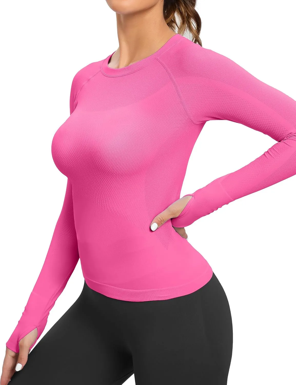 MathCat Seamless Workout Shirts for Women, Long Sleeve Workout Tops for Women, Yoga Sports Athletic Gym Tops