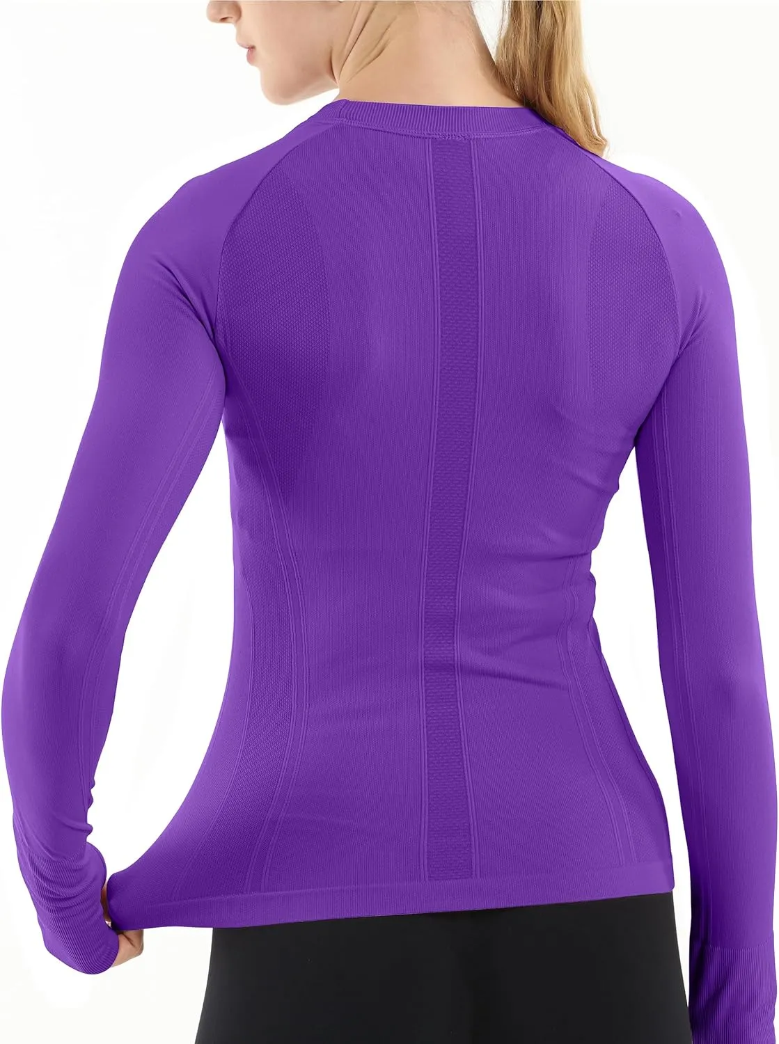 MathCat Seamless Workout Shirts for Women Long Sleeve Yoga Tops Sports Running Shirt Breathable Athletic Top Slim Fit