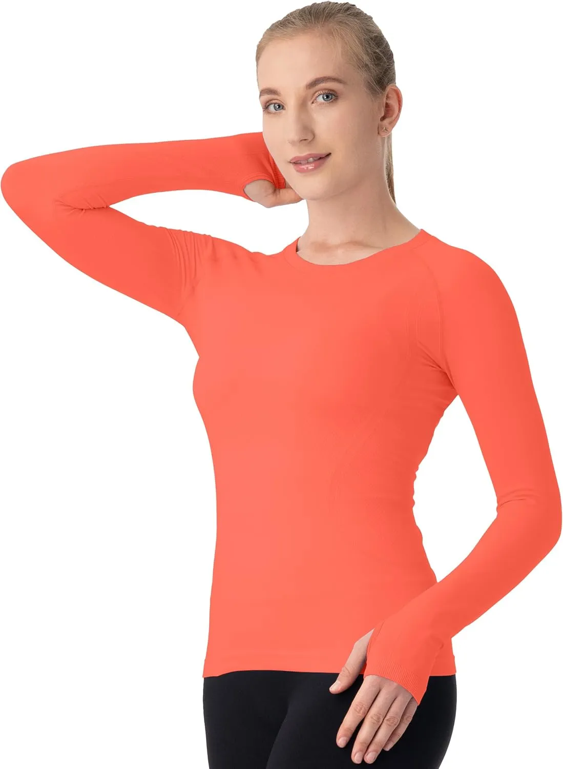 MathCat Seamless Workout Shirts for Women Long Sleeve Yoga Tops Sports Running Shirt Breathable Athletic Top Slim Fit