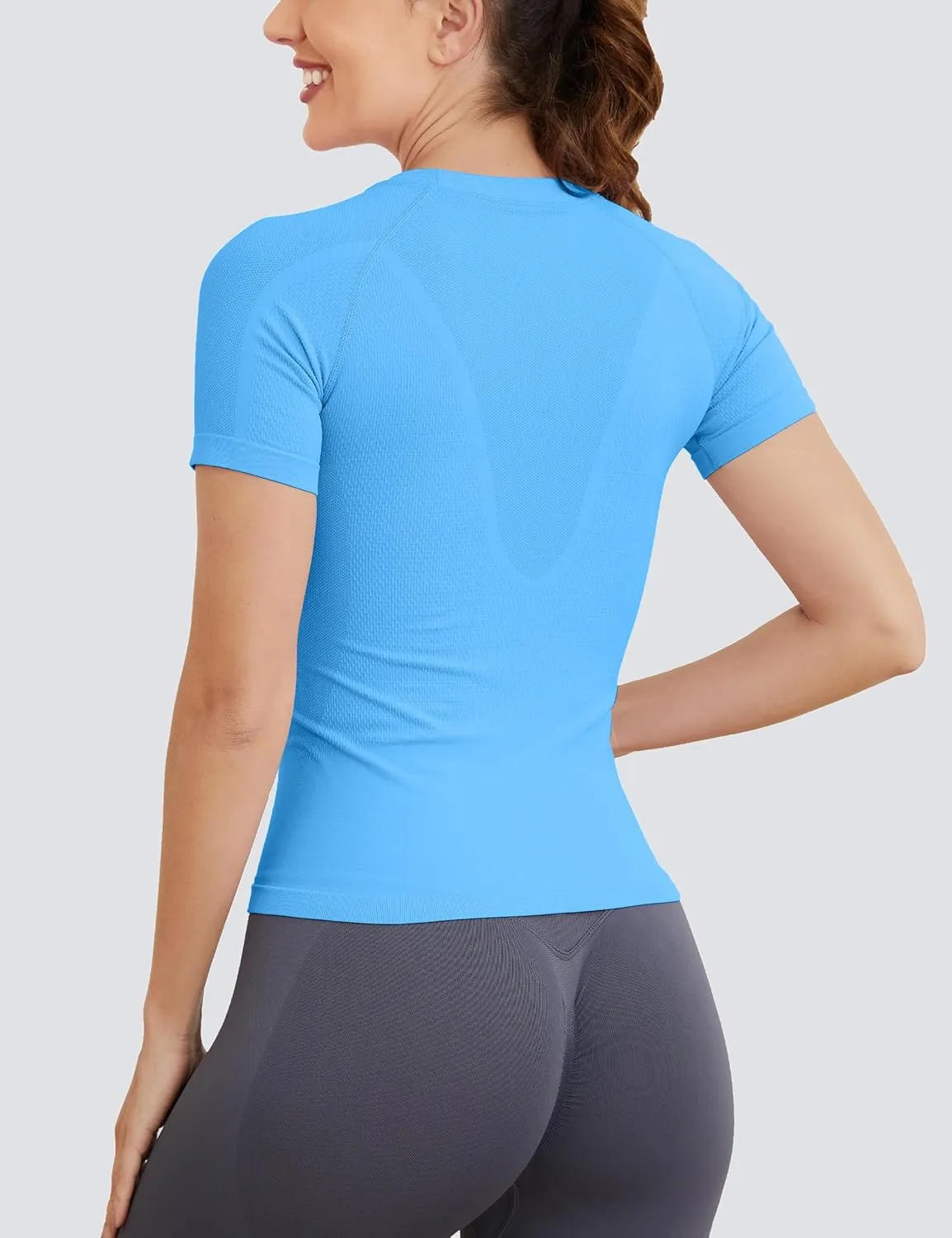 MathCat Short Sleeve Workout Tops for Women, Seamless Workout Shirts for Women, Yoga Athletic Shirts Soft Gym Tops