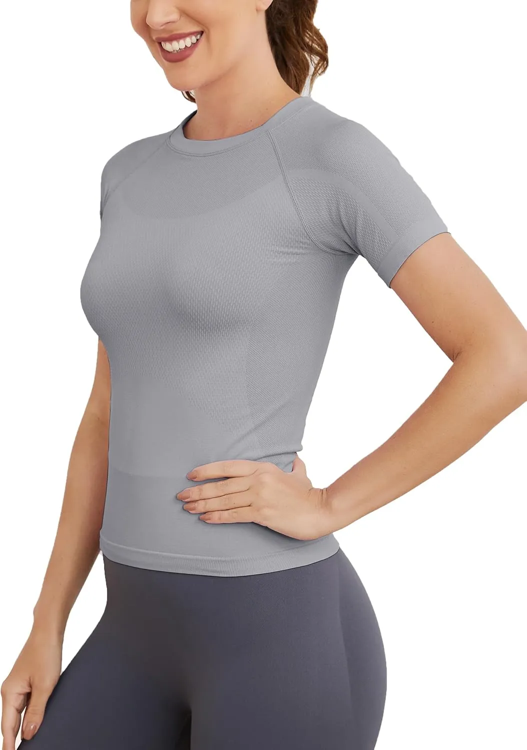 MathCat Short Sleeve Workout Tops for Women, Seamless Workout Shirts for Women, Yoga Athletic Shirts Soft Gym Tops