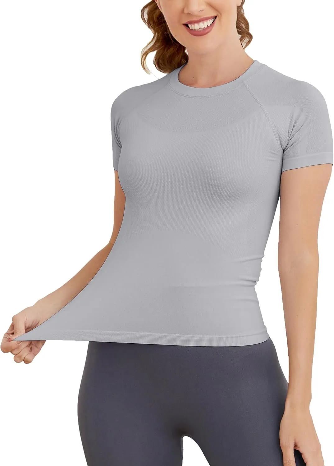 MathCat Short Sleeve Workout Tops for Women, Seamless Workout Shirts for Women, Yoga Athletic Shirts Soft Gym Tops