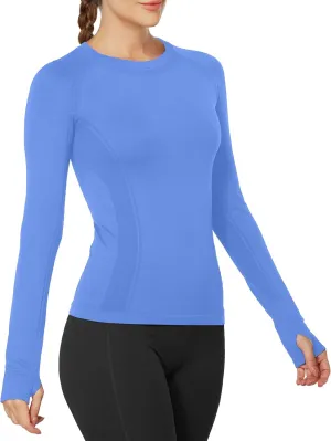 MathCat Workout Shirts for Women Long Sleeve, Workout Tops for Women, Quick Dry Gym Athletic Tops，Seamless Yoga Shirts