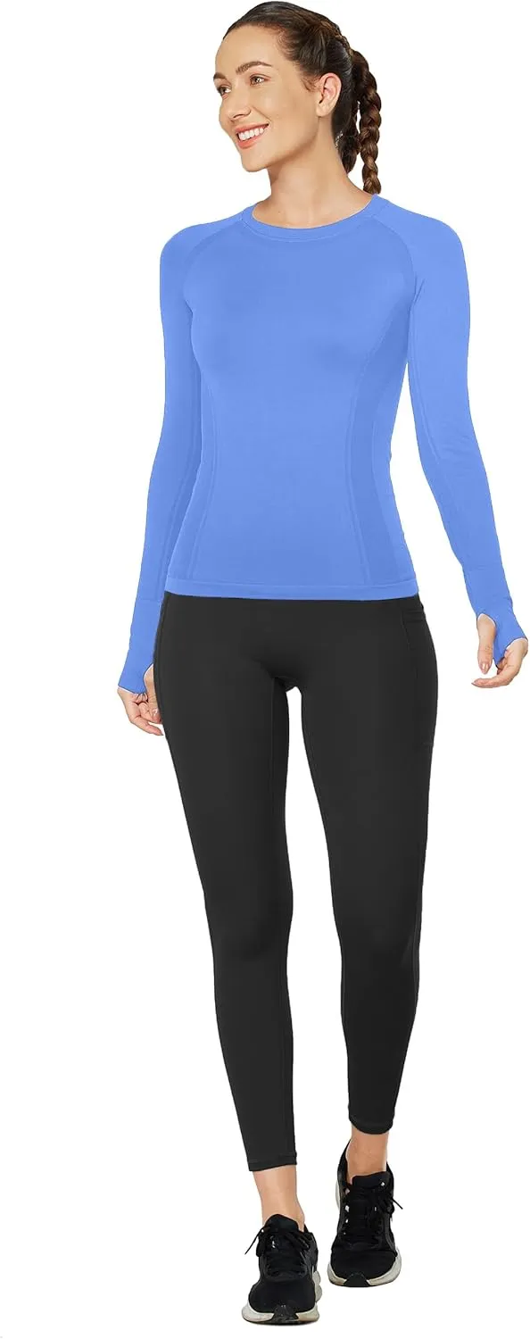 MathCat Workout Shirts for Women Long Sleeve, Workout Tops for Women, Quick Dry Gym Athletic Tops，Seamless Yoga Shirts