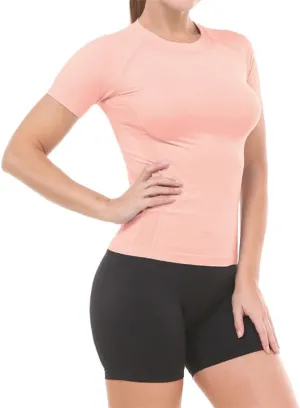 MathCat Workout Shirts for Women Short Sleeve, Workout Tops for Women, Quick Dry Gym Athletic Tops，Seamless Yoga Shirts