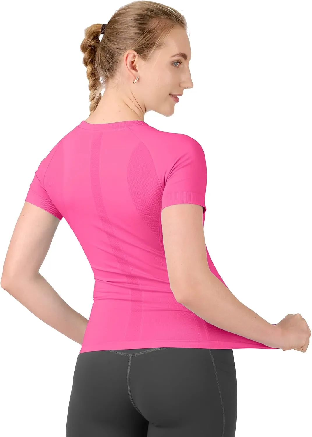 MathCat Workout Shirts for Women Short Sleeve, Workout Tops for Women, Quick Dry Gym Athletic Tops，Seamless Yoga Shirts