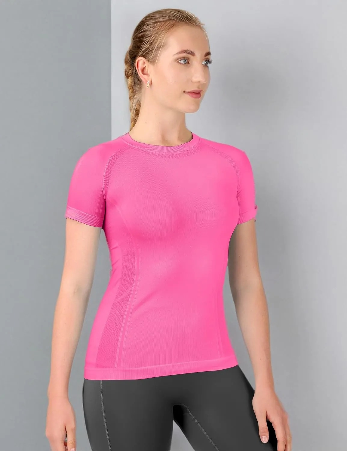 MathCat Workout Shirts for Women Short Sleeve, Workout Tops for Women, Quick Dry Gym Athletic Tops，Seamless Yoga Shirts