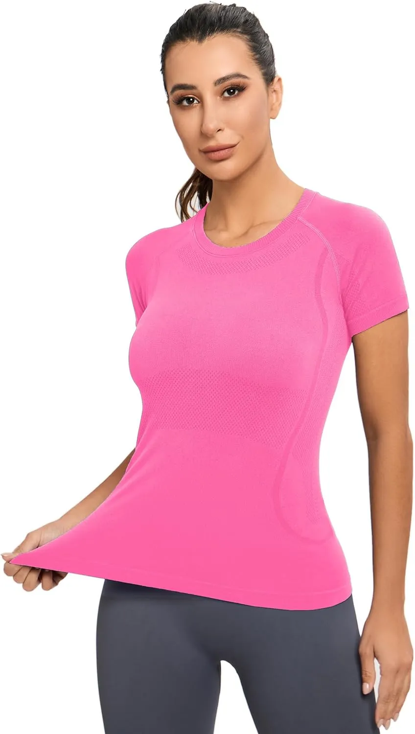 MathCat Workout Shirts for Women, Workout Tops for Women, Yoga Short Sleeve Shirts Soft Seamless Gym Shirts