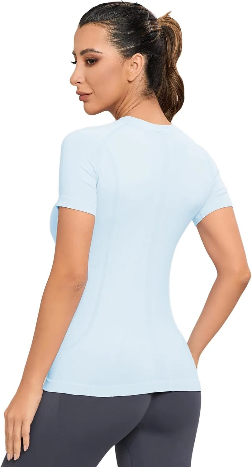 MathCat Workout Shirts for Women, Workout Tops for Women, Yoga Short Sleeve Shirts Soft Seamless Gym Shirts