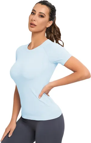MathCat Workout Shirts for Women, Workout Tops for Women, Yoga Short Sleeve Shirts Soft Seamless Gym Shirts