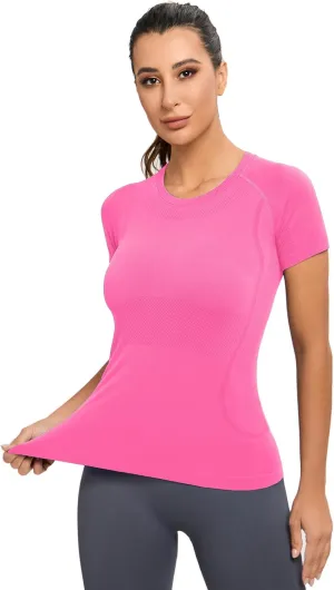 MathCat Workout Shirts for Women, Workout Tops for Women, Yoga Short Sleeve Shirts Soft Seamless Gym Shirts