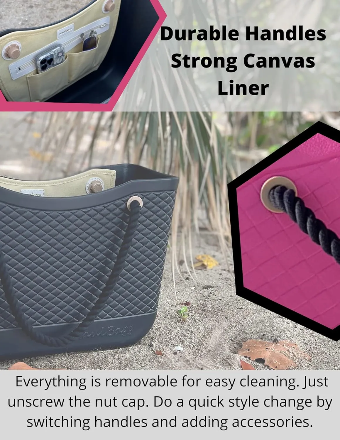 MauiBagg: Oversized Rubber Beach Bag Waterproof Sandproof, Washable Open Tote, For Beach Boat Pool & Sports