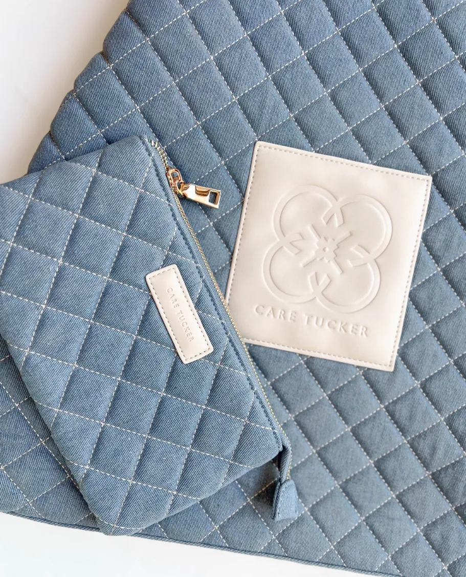 Maxi Quilted Denim Tote Bag