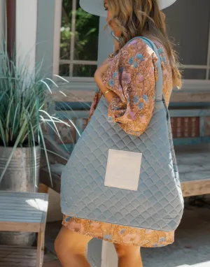 Maxi Quilted Denim Tote Bag