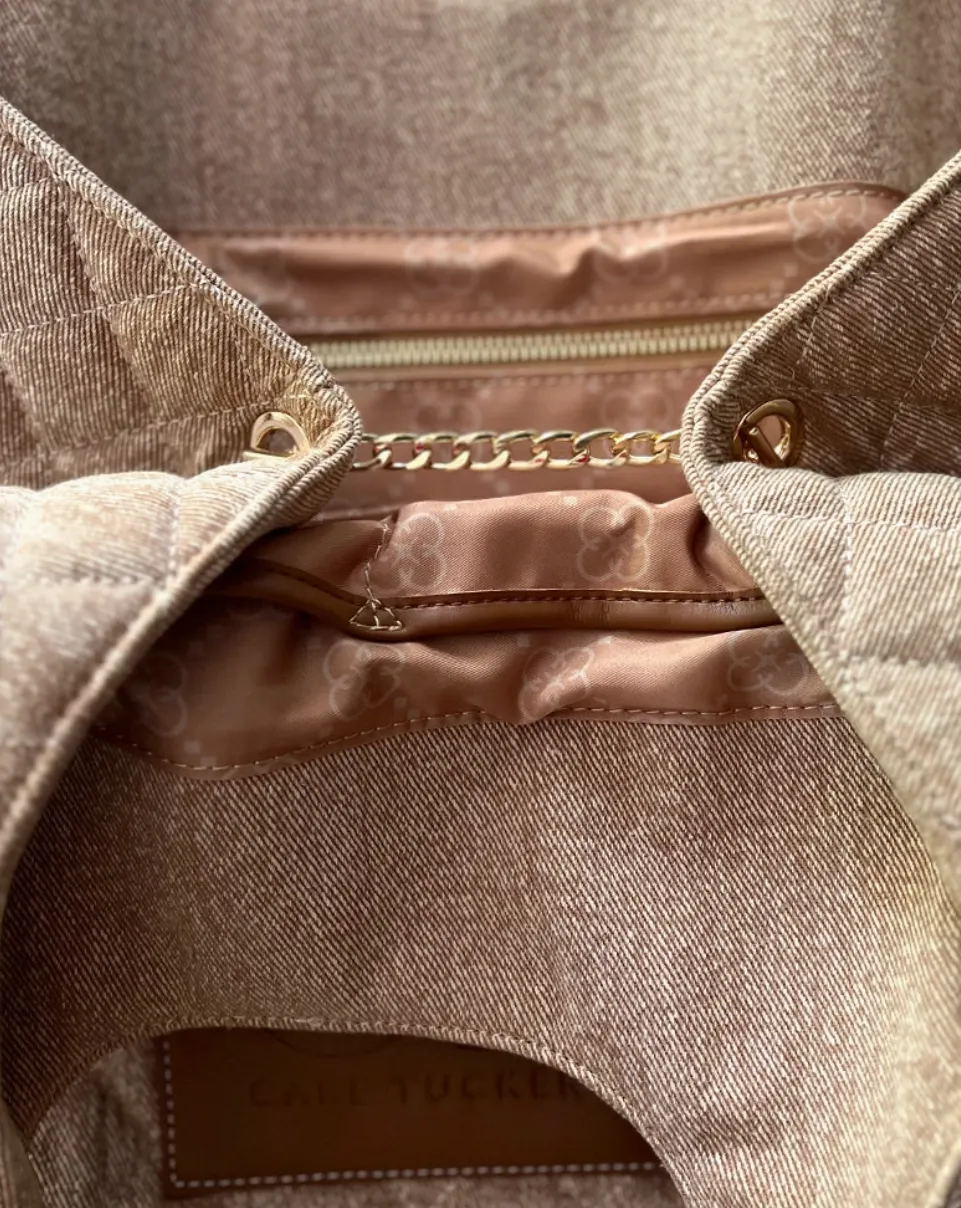 Maxi Quilted Denim Tote Bag