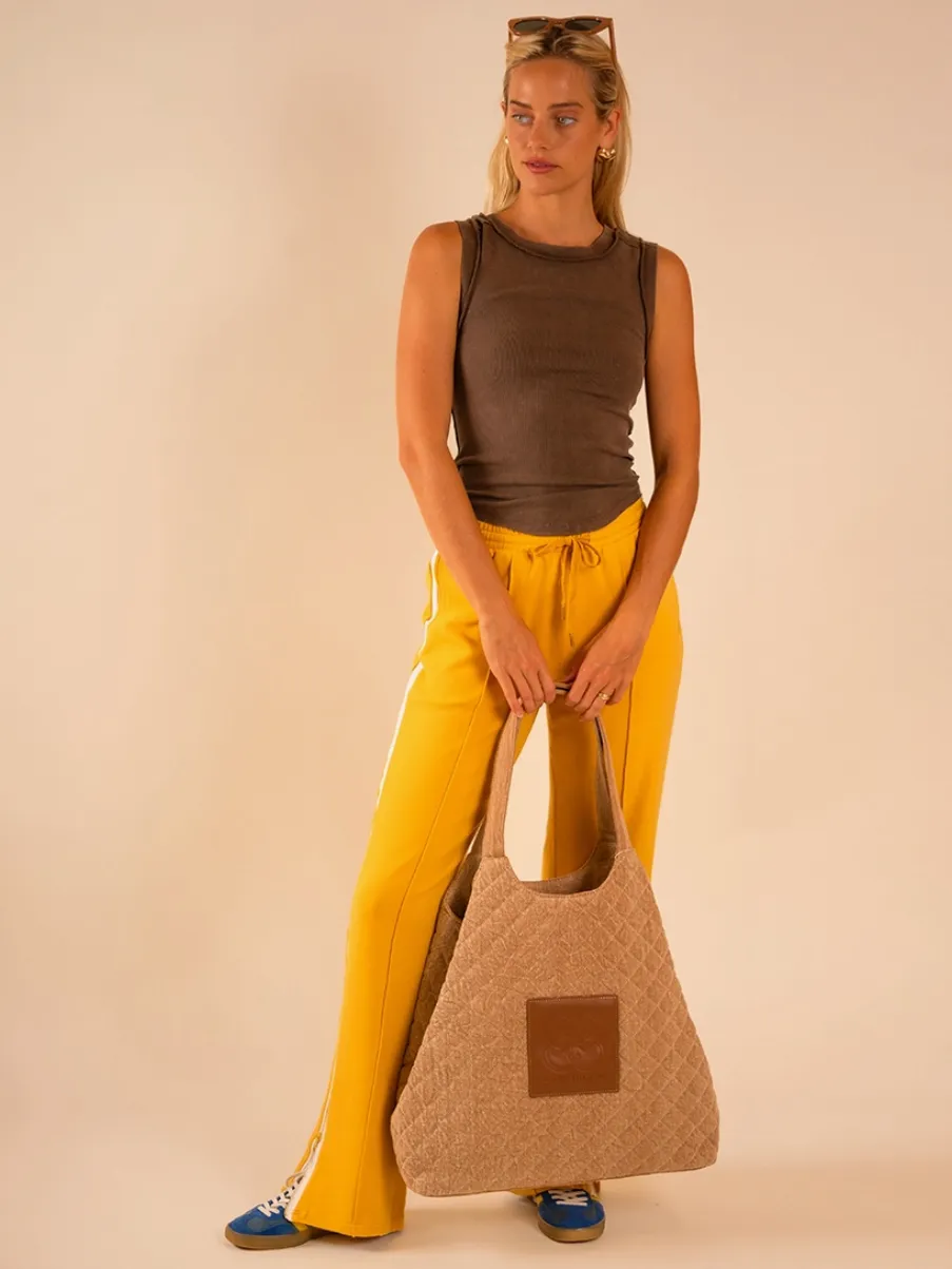 Maxi Quilted Denim Tote Bag