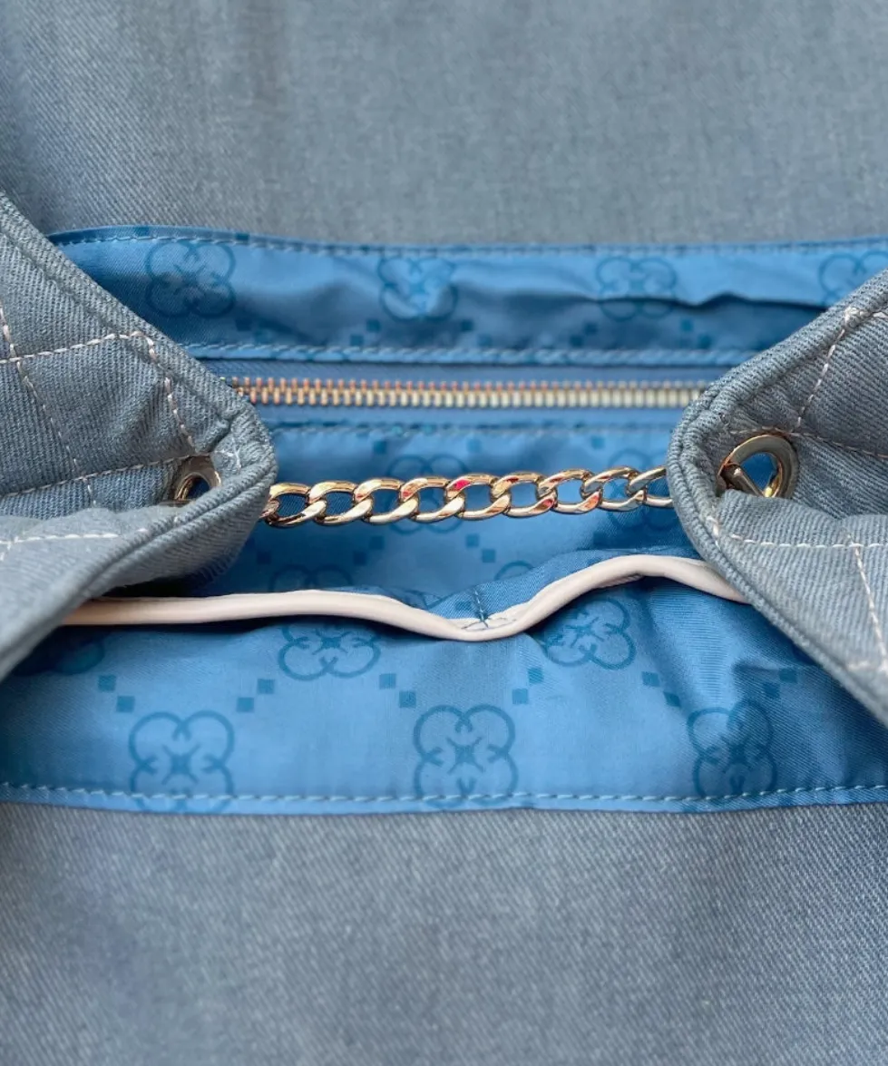 Maxi Quilted Denim Tote Bag