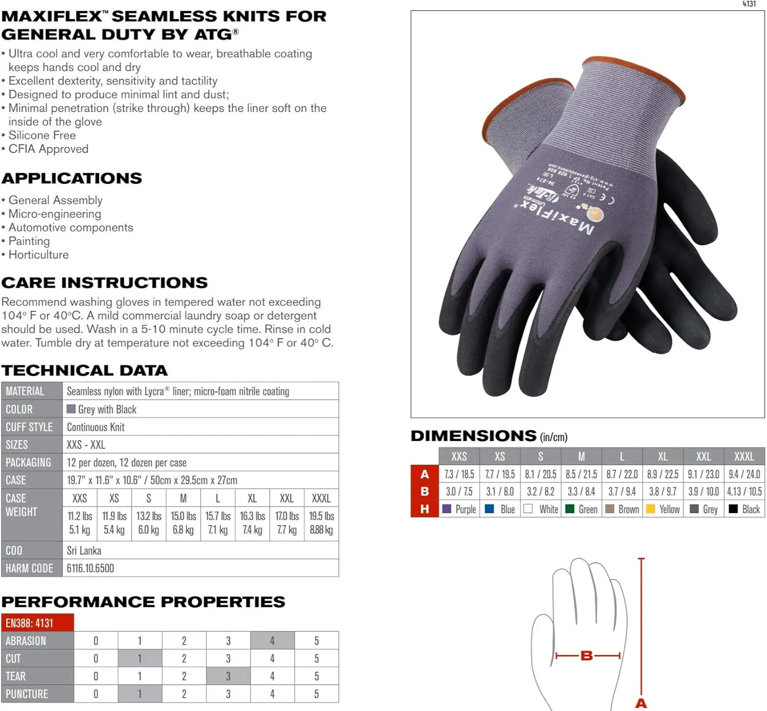 MaxiFlex Seamless Knit Nylon Gloves with Nitrile Coat and Micro Foam Grip on Palm and Fingers Cut Resistance