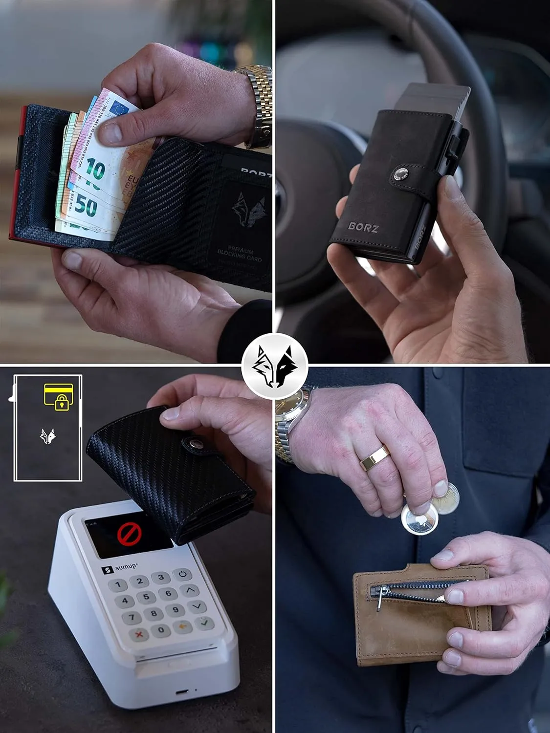 MAXUS 1 Wallet, card case with RFID protection, mini wallet cardholder, wallet for cards and notes made of genuine leather for men and women