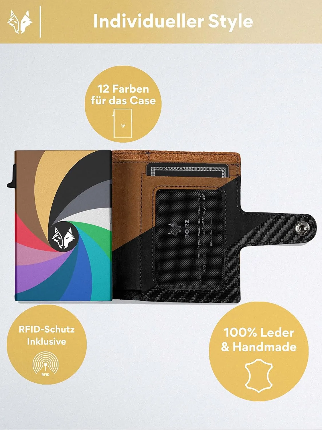 MAXUS 1 Wallet, card case with RFID protection, mini wallet cardholder, wallet for cards and notes made of genuine leather for men and women
