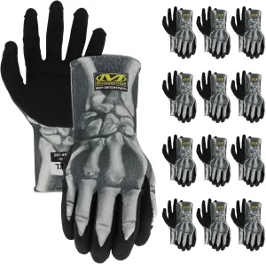 Mechanix Wear SpeedKnit Graphx Work Gloves, 12 Pack - Skeleton Bones Design, Touch Capable Gloves, Strong Grip in Dry, Wet and Oily Conditions (Small/Medium, Black/White)