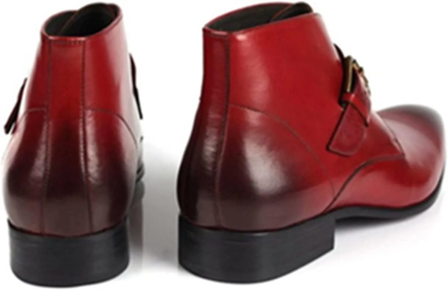 Men Ankle Boots Mens Monk Strap Pointed Ankle Boots Show Club Business For Party Pure Leather The First Layer Of Cowhide