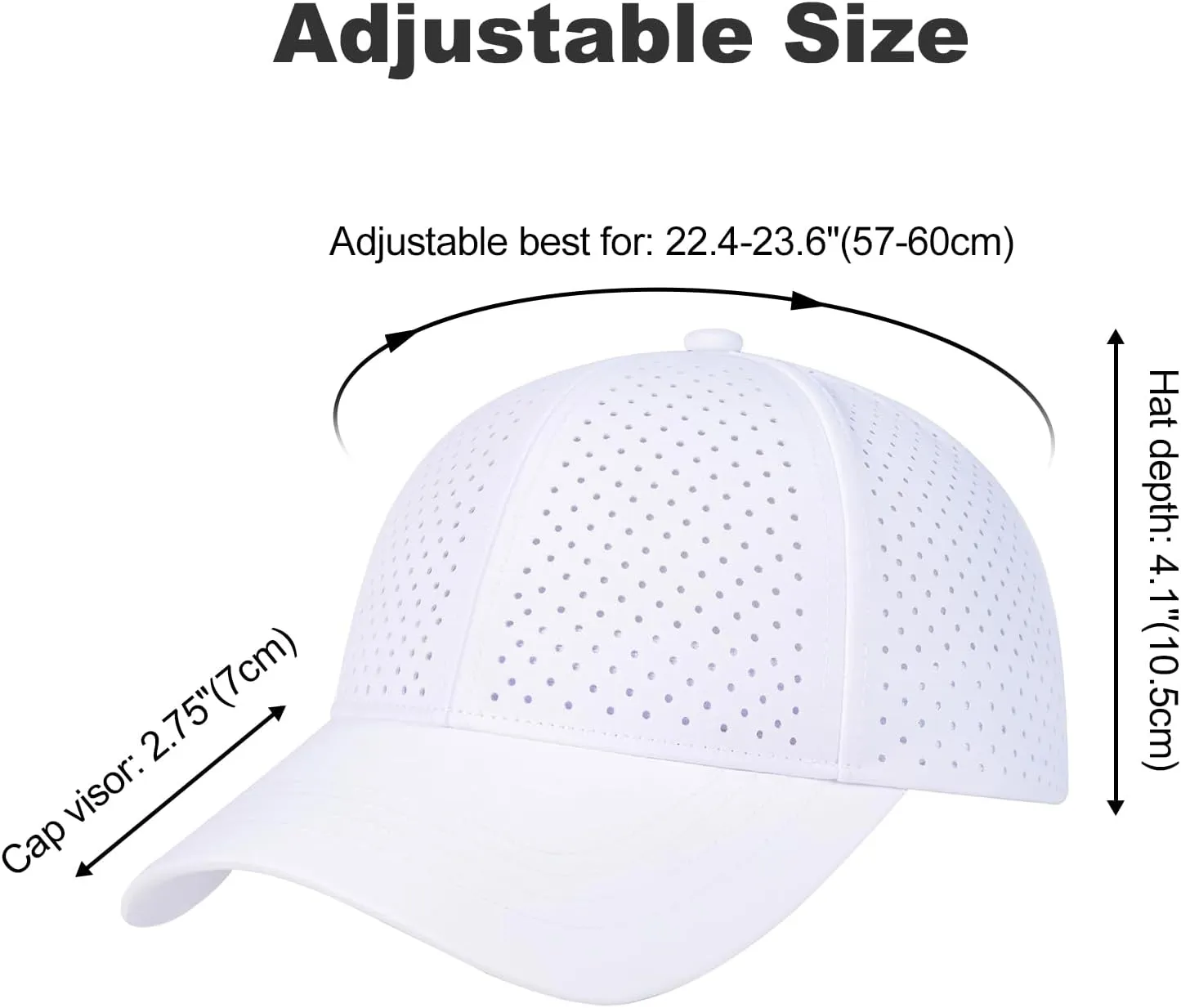 Men Summer Adjustable Performance Hat Breathable Snapback Laser Perforated Mesh Baseball Cap