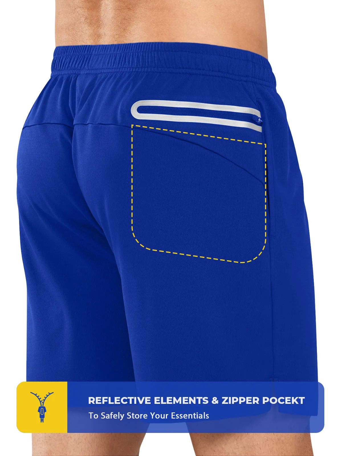 Men's 5-inch Tennis Mesh Shorts with Pockets Quick Dry for Gym Running
