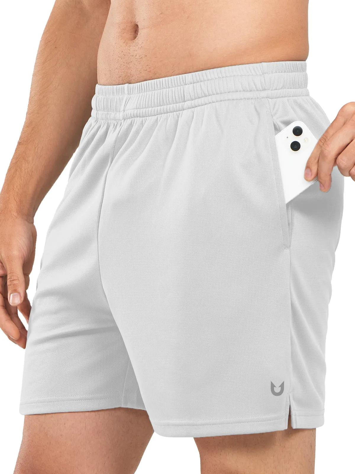 Men's 5-inch Tennis Mesh Shorts with Pockets Quick Dry for Gym Running