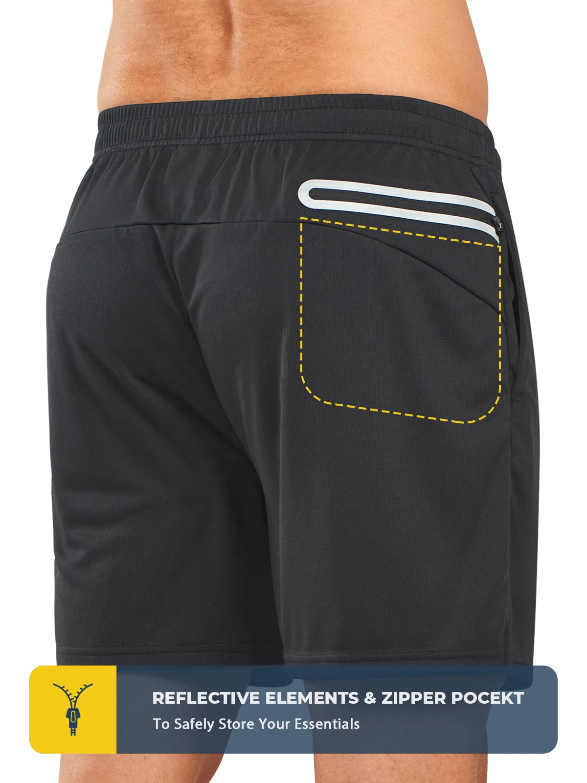 Men's 5-inch Tennis Mesh Shorts with Pockets Quick Dry for Gym Running