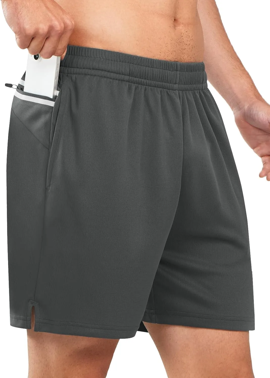 Men's 5-inch Tennis Mesh Shorts with Pockets Quick Dry for Gym Running