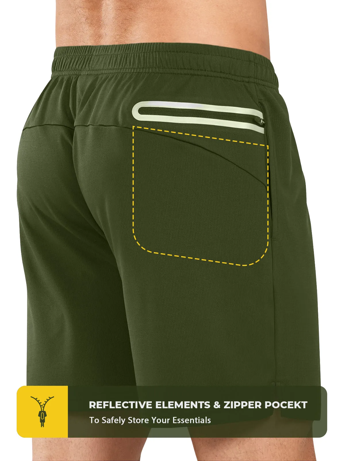 Men's 5-inch Tennis Mesh Shorts with Pockets Quick Dry for Gym Running
