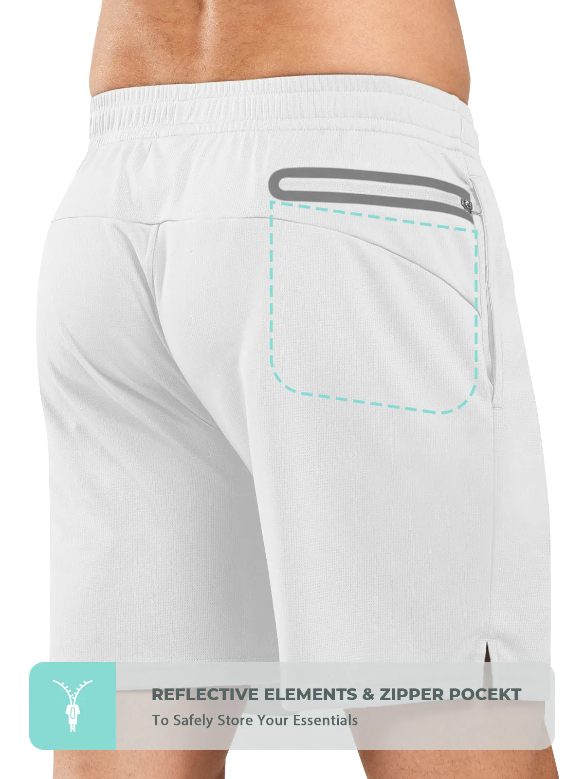 Men's 5-inch Tennis Mesh Shorts with Pockets Quick Dry for Gym Running