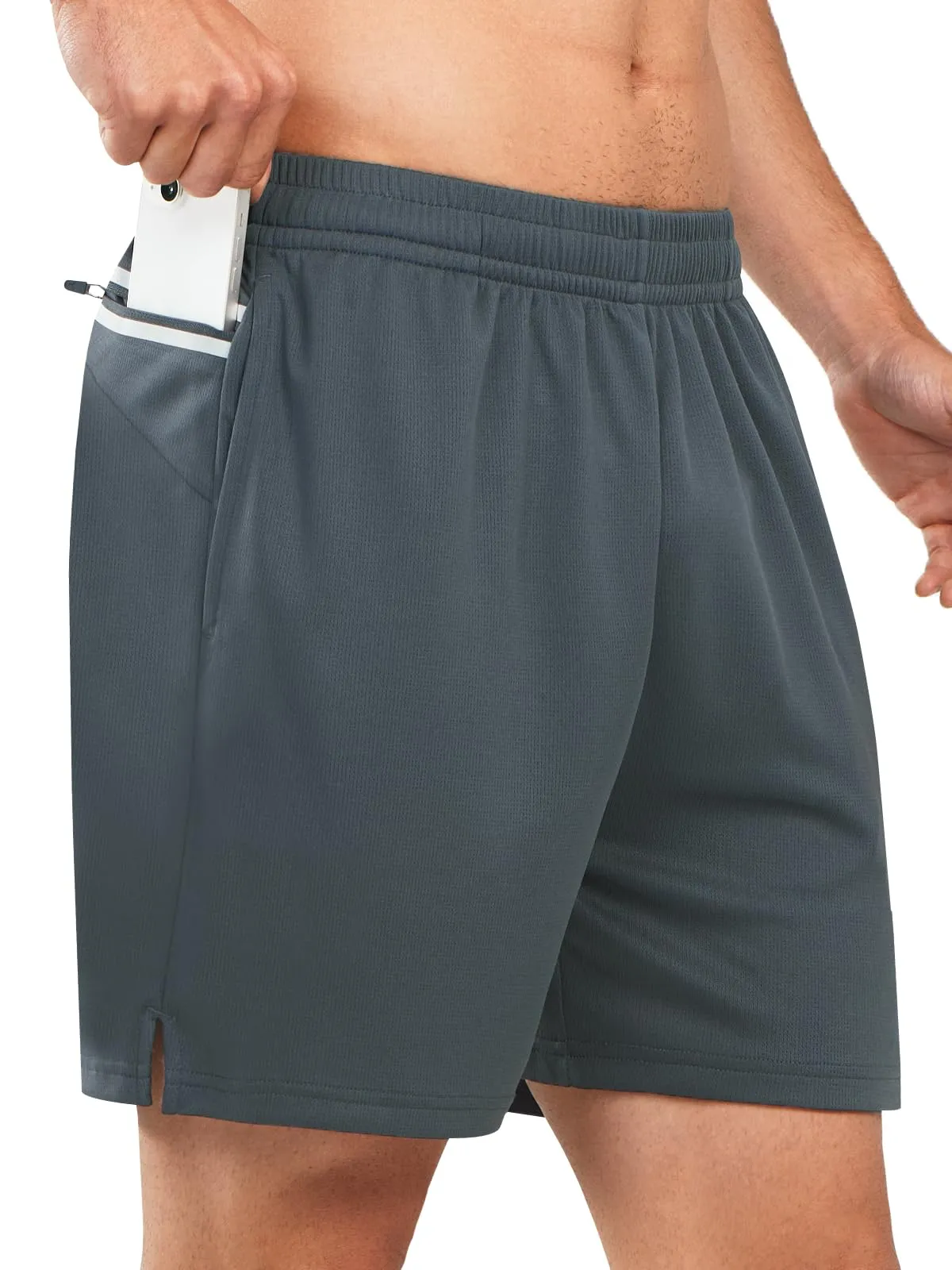 Men's 5-inch Tennis Mesh Shorts with Pockets Quick Dry for Gym Running