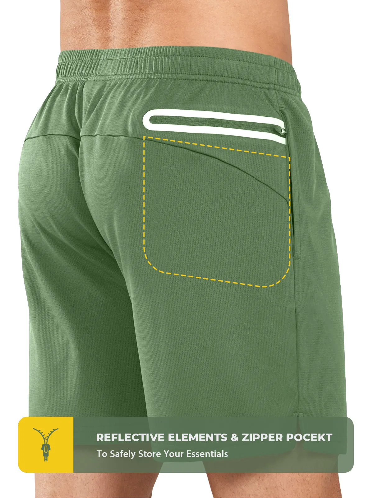 Men's 5-inch Tennis Mesh Shorts with Pockets Quick Dry for Gym Running