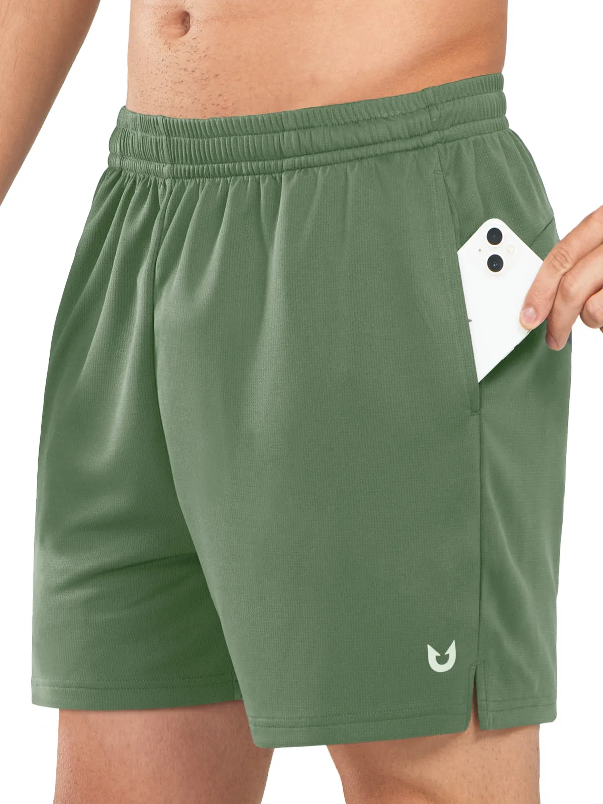 Men's 5-inch Tennis Mesh Shorts with Pockets Quick Dry for Gym Running