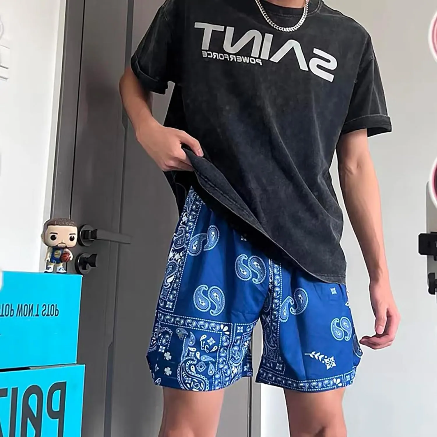 Men's Basketball Shorts Paisley Print Mesh Breathable Running Athletic Shorts Quick-Dry Workout Gym