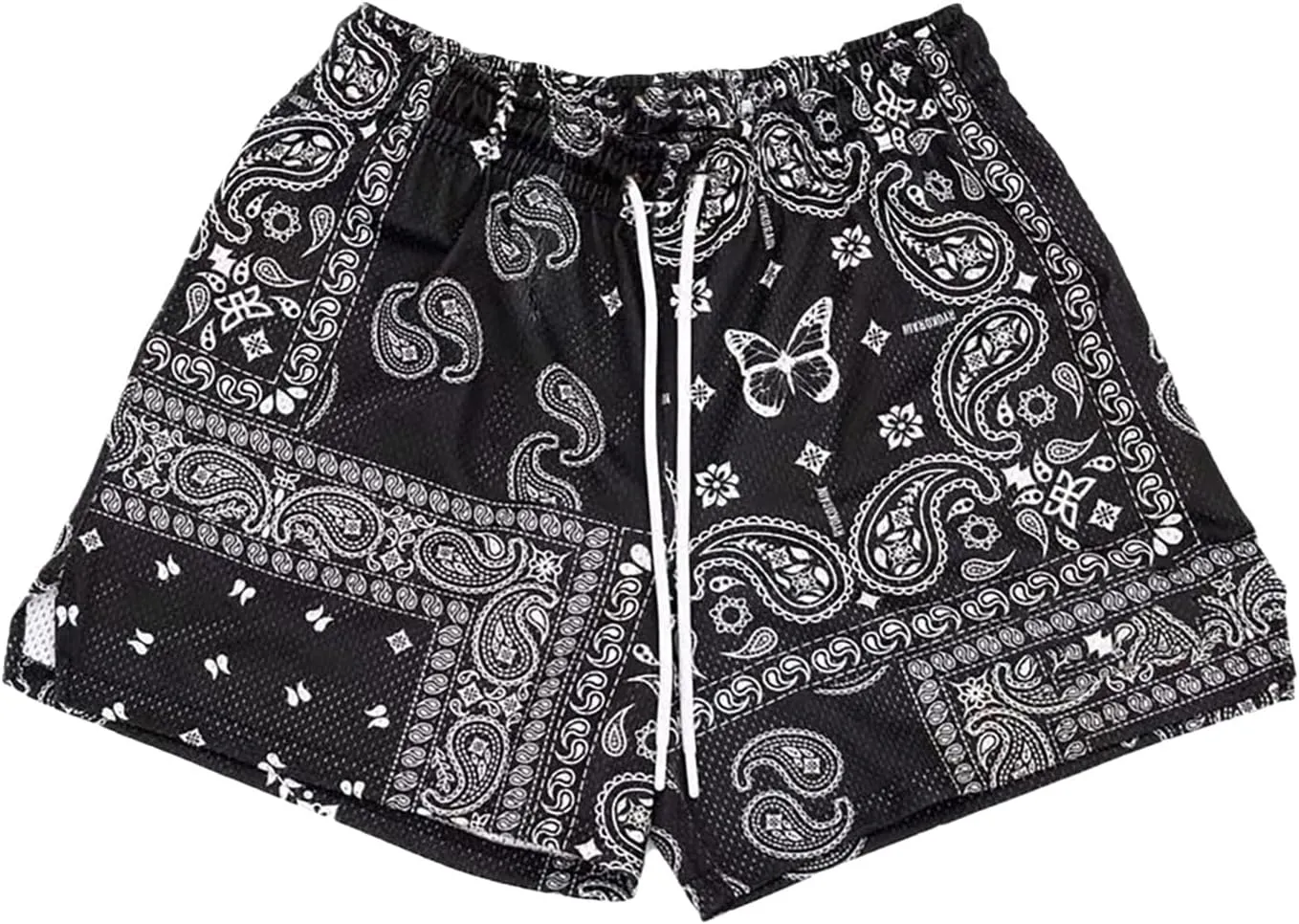 Men's Basketball Shorts Paisley Print Mesh Breathable Running Athletic Shorts Quick-Dry Workout Gym