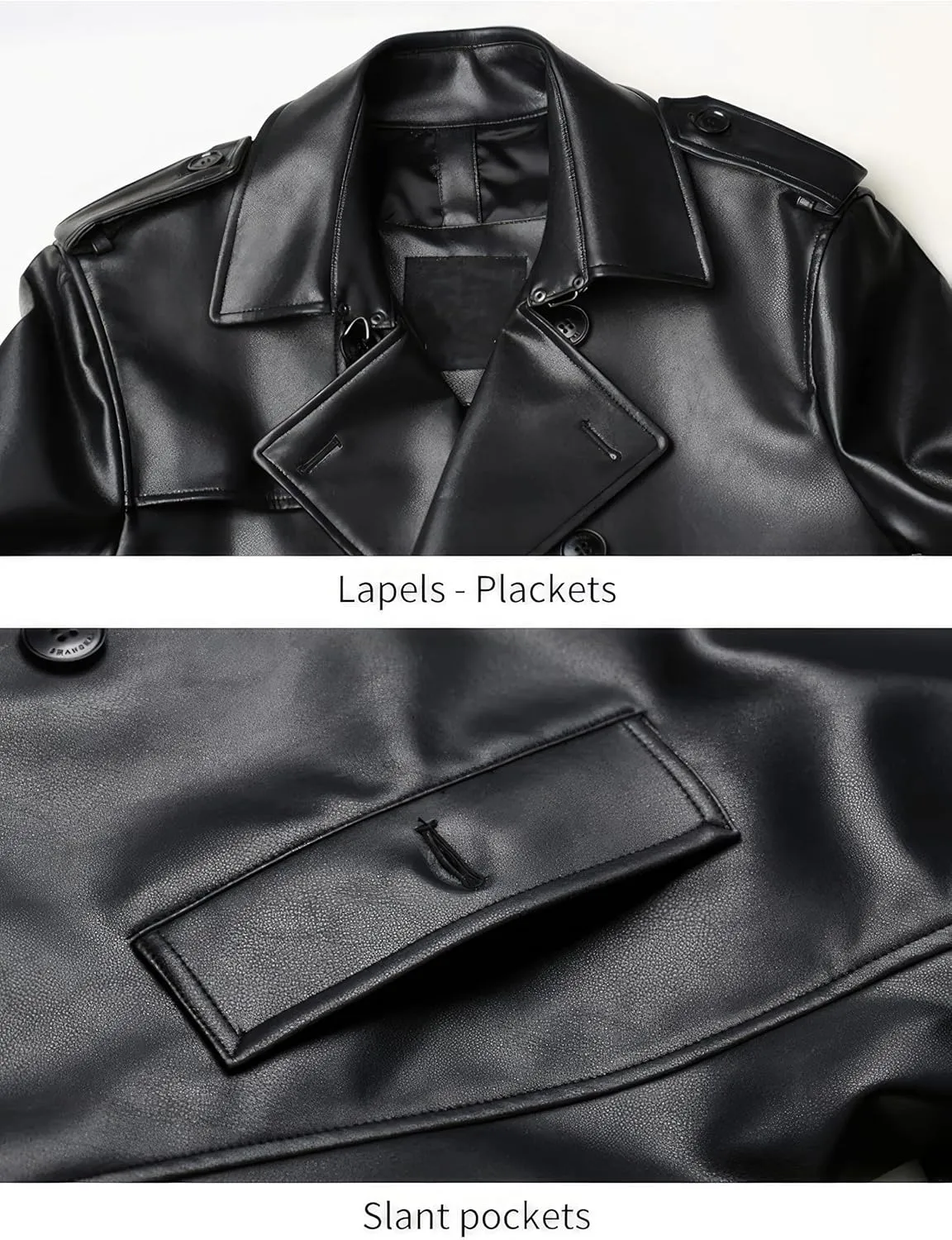 Men's Black Genuine Sheepskin Leather Double Breasted Trench Coat - British Business Fashionable Thick Aviator Long Coat Men