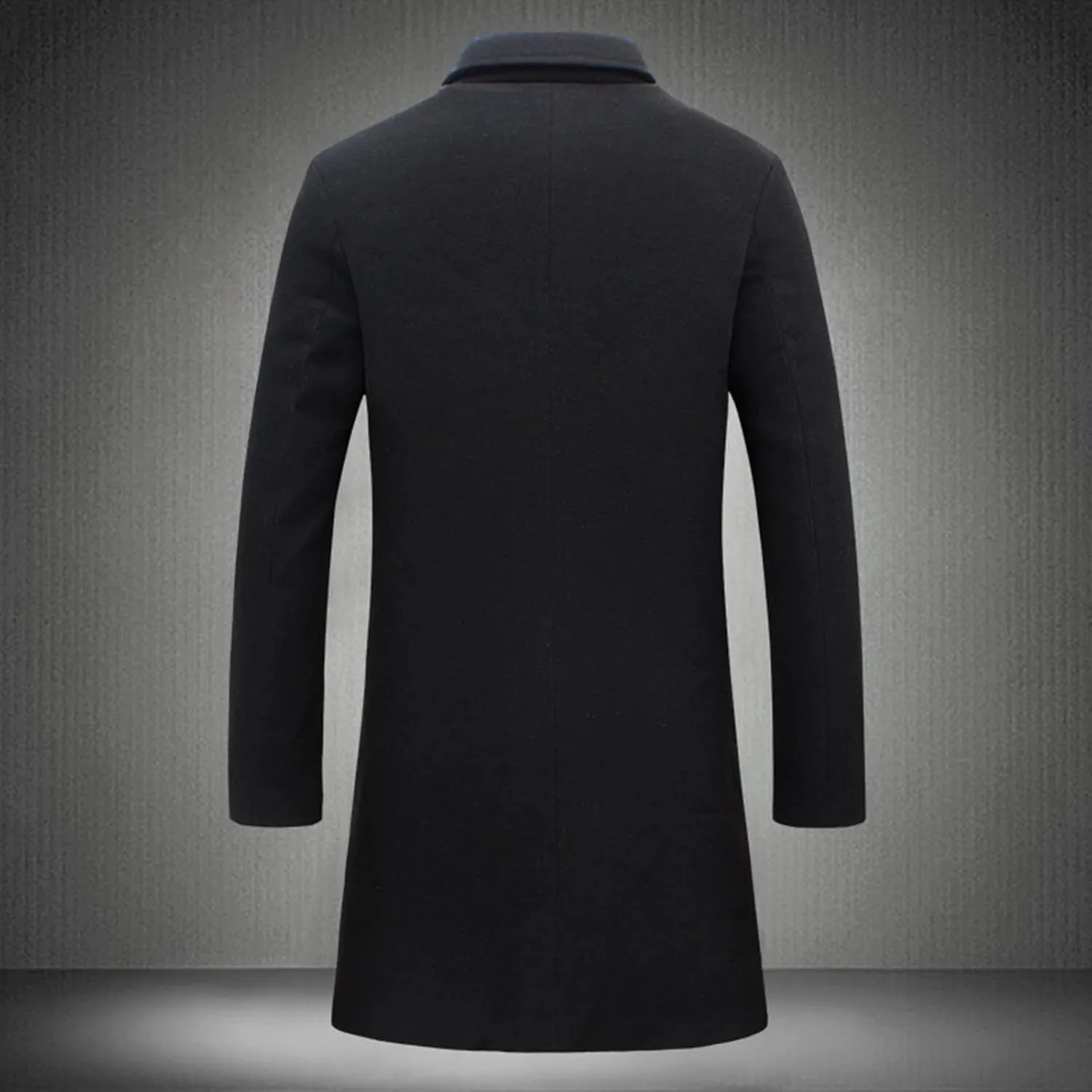 Men's Casual Trench Coat Slim Fit Notched Collar Mid Long Jacket Loose Blend Overcoat Business Warm Winter Coat