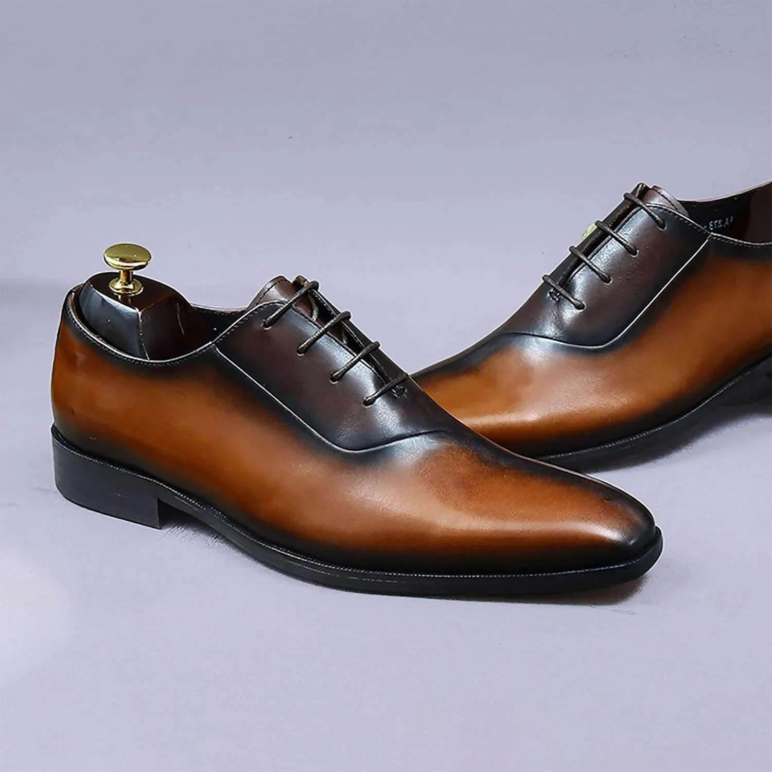 Men's Dress Shoes Genuine Leather Two Tone Oxford Shoes Wingtip Business Derby Shoes，Business High-end Leather Hand Stitched Casual Shoes