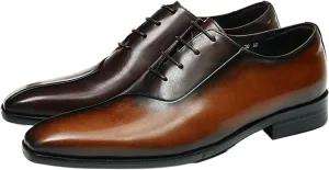 Men's Dress Shoes Genuine Leather Two Tone Oxford Shoes Wingtip Business Derby Shoes，Business High-end Leather Hand Stitched Casual Shoes