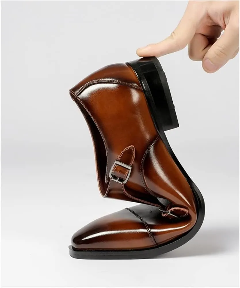 Men's Formal Shoes Double Monk Strap Genuine Leather Comfort Dress Shoes for Wedding Office