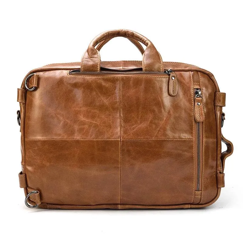 Mens Genuine Leather 3-in-1 Backpack-Briefcase-Shoulder Bag