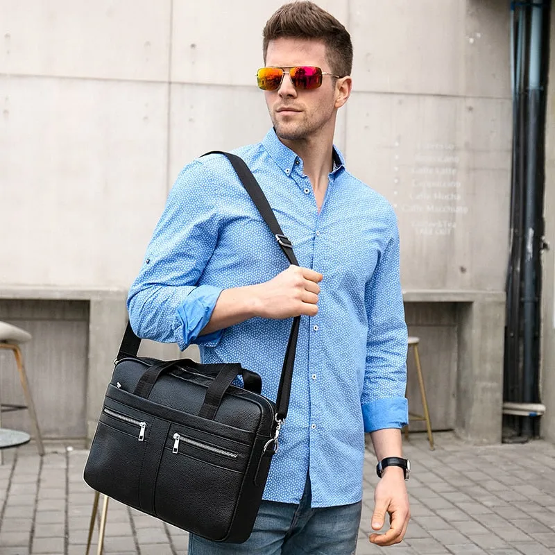 Men's Genuine Leather briefcase Male