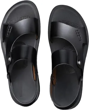 Men's Genuine Leather Sandals - Cowhide Casual Beach Slippers